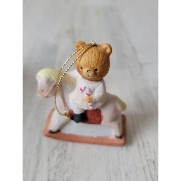 Ceramic teddy bear rocking chair ornament Xmas Candy cane - Picture 1 of 5